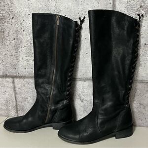 𝅺joie Leather Corset Lace Up Distressed Boots